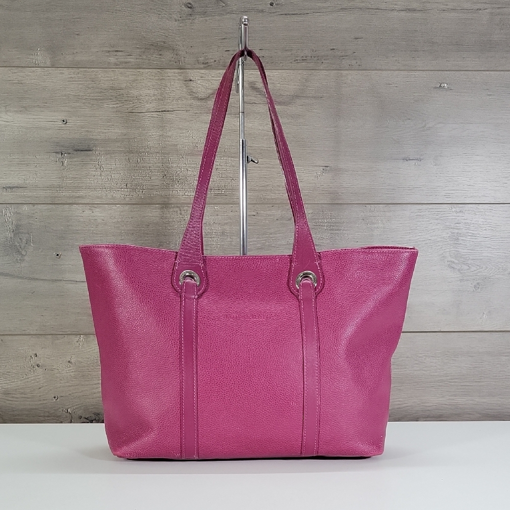 Longchamp Paris Magenta Pebble Leather Tote Shoulder Bag